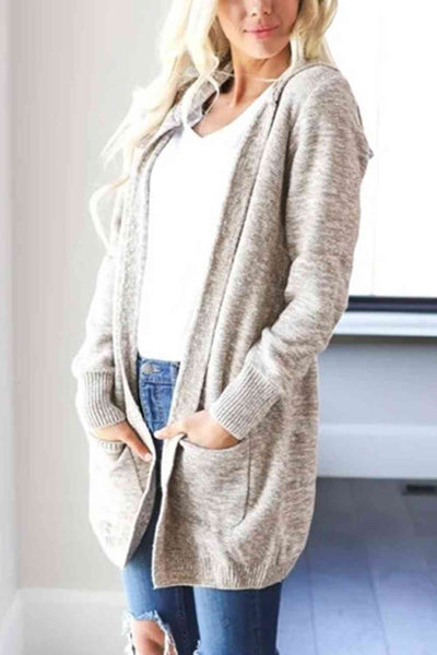 Heathered Open Front Cardigan with Pockets