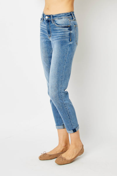 Cuffed Hem Slim Jeans