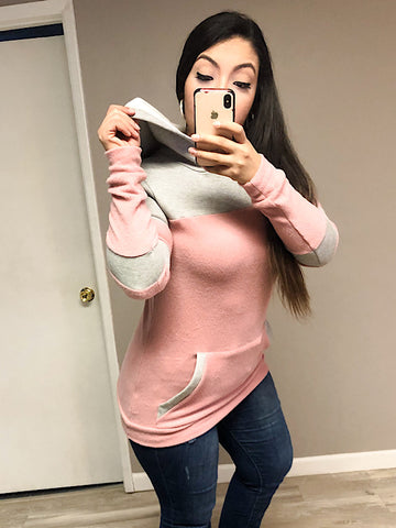 *New* Blush Color Block Hoodie