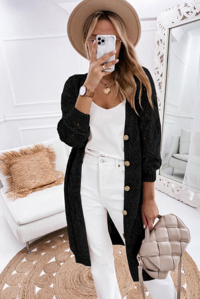 V-Neck Long Sleeve Cardigan