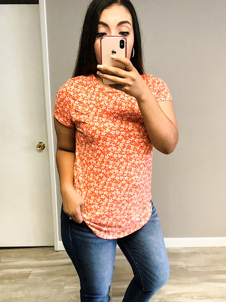 *New* Coral Floral Short sleeve top