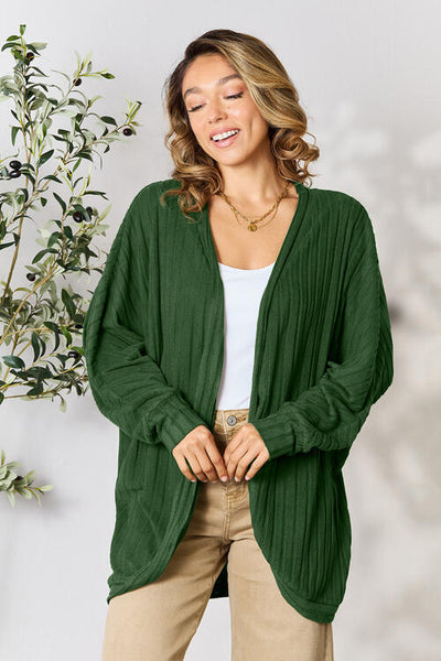 Full Size Ribbed Cocoon Cardigan