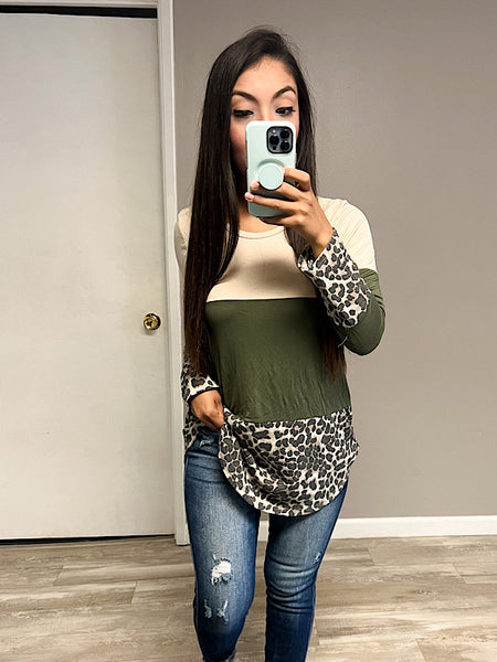 *New* Olive leopard top