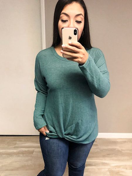 *New* Teal Side Knot Long Sleeve top