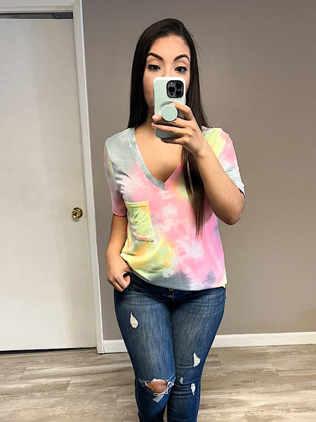 *New* Tie dye pocket top