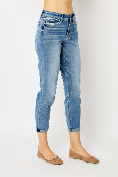 Cuffed Hem Slim Jeans