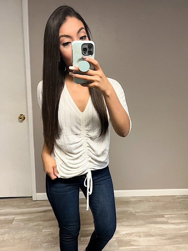 *New* white scrunched top