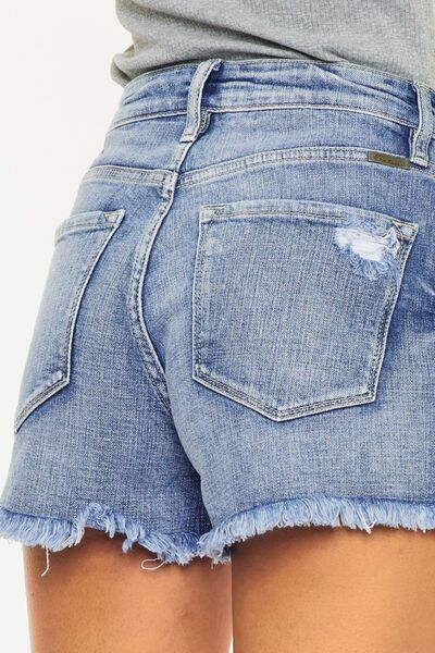 Kancan Raw Hem Denim Shorts