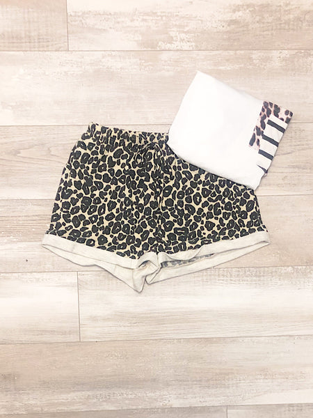 *New* Black leopard shorts