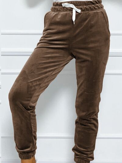 Wide Waistband Drawstring Cropped Joggers