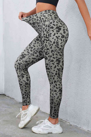 Leopard Print Wide Waistband Leggings