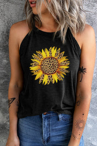 Sunflower Graphic Round Neck Tank