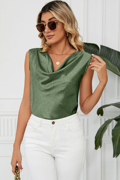 Ruched Cowl Neck Tank