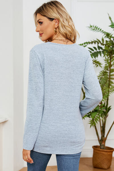 Lace Detail V-Neck Long Sleeve T-Shirt