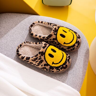Smiley Face Leopard Slippers