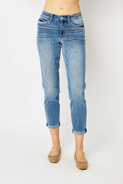 Cuffed Hem Slim Jeans