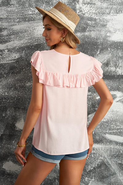 Lace Ruffled Short Sleeve T-Shirt