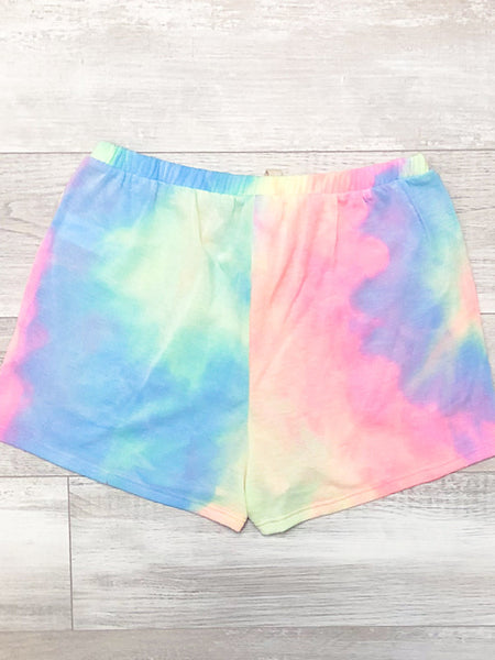 *New* Neon pink tie dye shorts