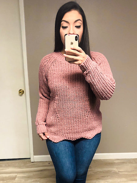 *New* Rose Scallop Sweater