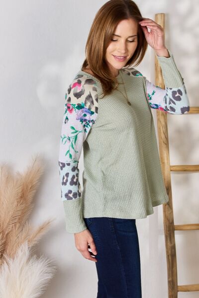 Full Size Printed Round Neck Blouse