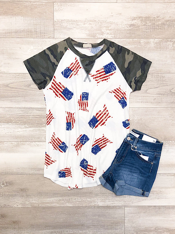 *New* Camo 4th of July top