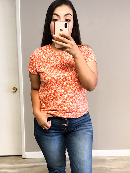 *New* Coral Floral Short sleeve top