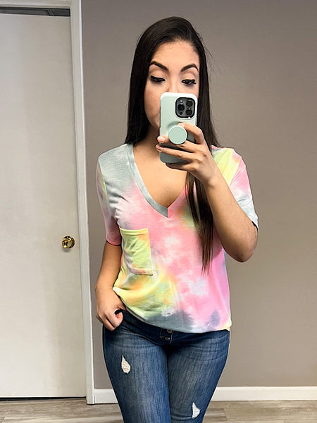 *New* Tie dye pocket top