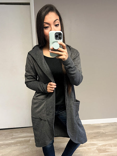 *New* Charcoal Hooded Cardigan