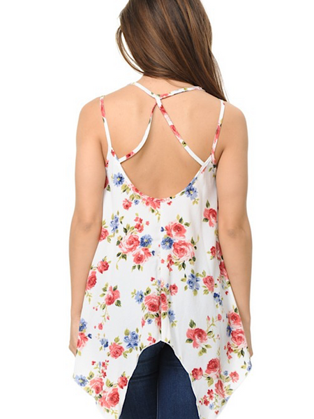*New* Ivory Floral Criss Cross tank