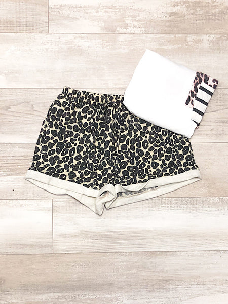 *New* Black leopard shorts