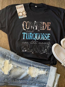 *Preorder* Cowhide & Turquoise (S-3xl)