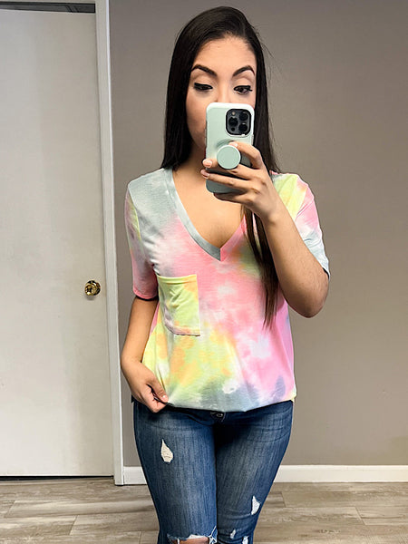 *New* Tie dye pocket top