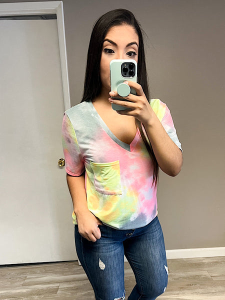 *New* Tie dye pocket top