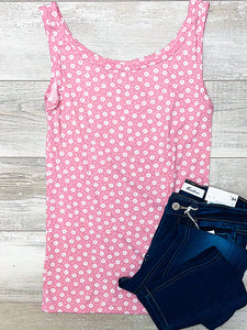 *New* Pink Floral Ribbed tank