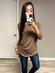 *New* Brown Side ruched top
