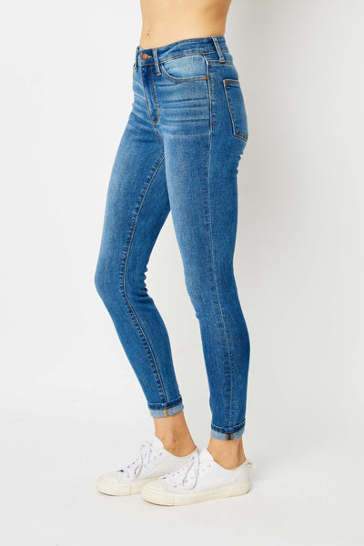 Cuffed Hem Skinny Jeans