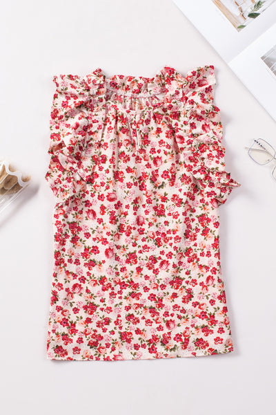 Floral Ruffle Sleeveless Top