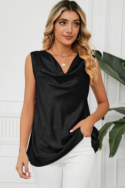 Ruched Cowl Neck Tank