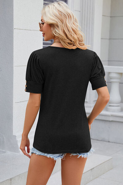 Round Neck Puff Sleeve T-Shirt