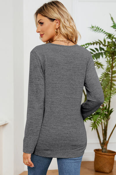 Lace Detail V-Neck Long Sleeve T-Shirt