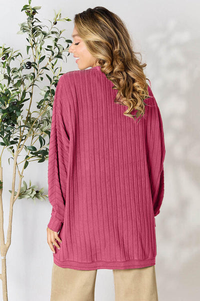 Full Size Ribbed Cocoon Cardigan