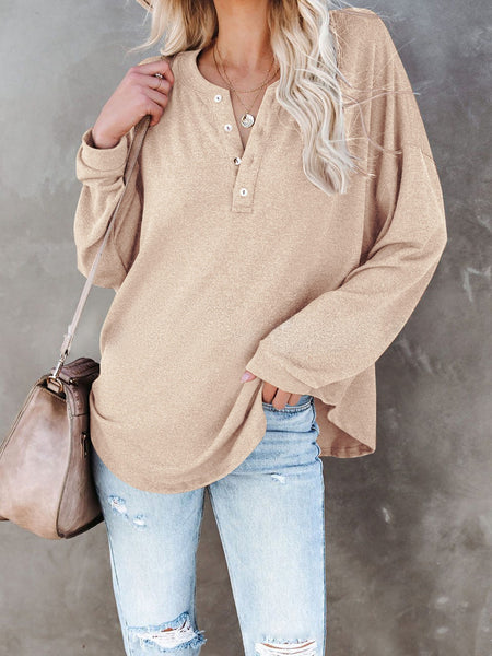 Buttoned Drop Shoulder Top