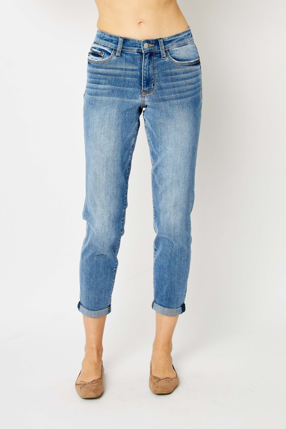 Cuffed Hem Slim Jeans