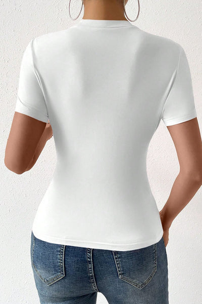 Cutout Short Sleeve Round Neck T-Shirt