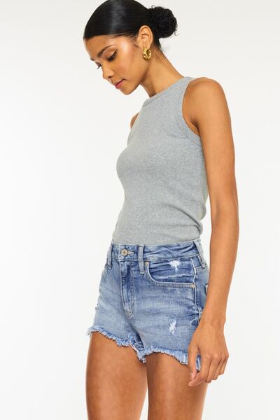 Kancan Raw Hem Denim Shorts