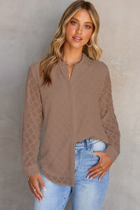 Button Up Collared Neck Long Sleeve Shirt