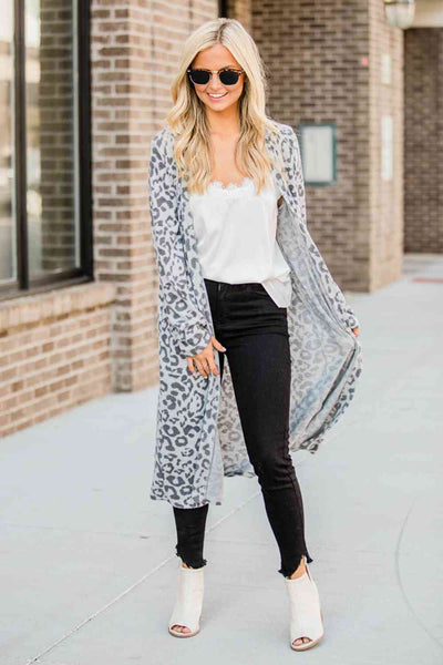 Open Front Leopard Cardigan