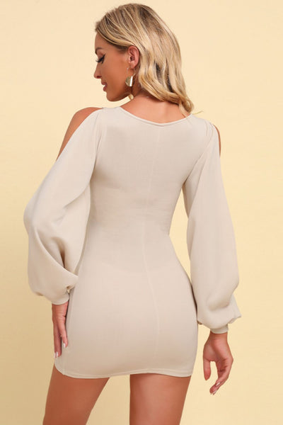 Square Neck Split Sleeve Mini Dress