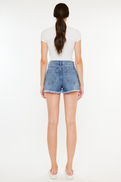 Kancan Raw Hem High Waist Denim Shorts