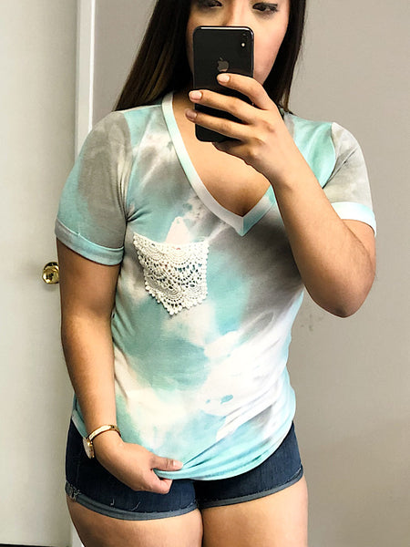 *New* Jade and Gray tie dye top